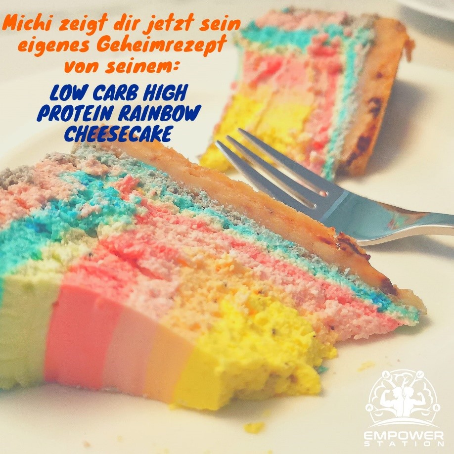 Low Carb, high protein rainbow Cheescake